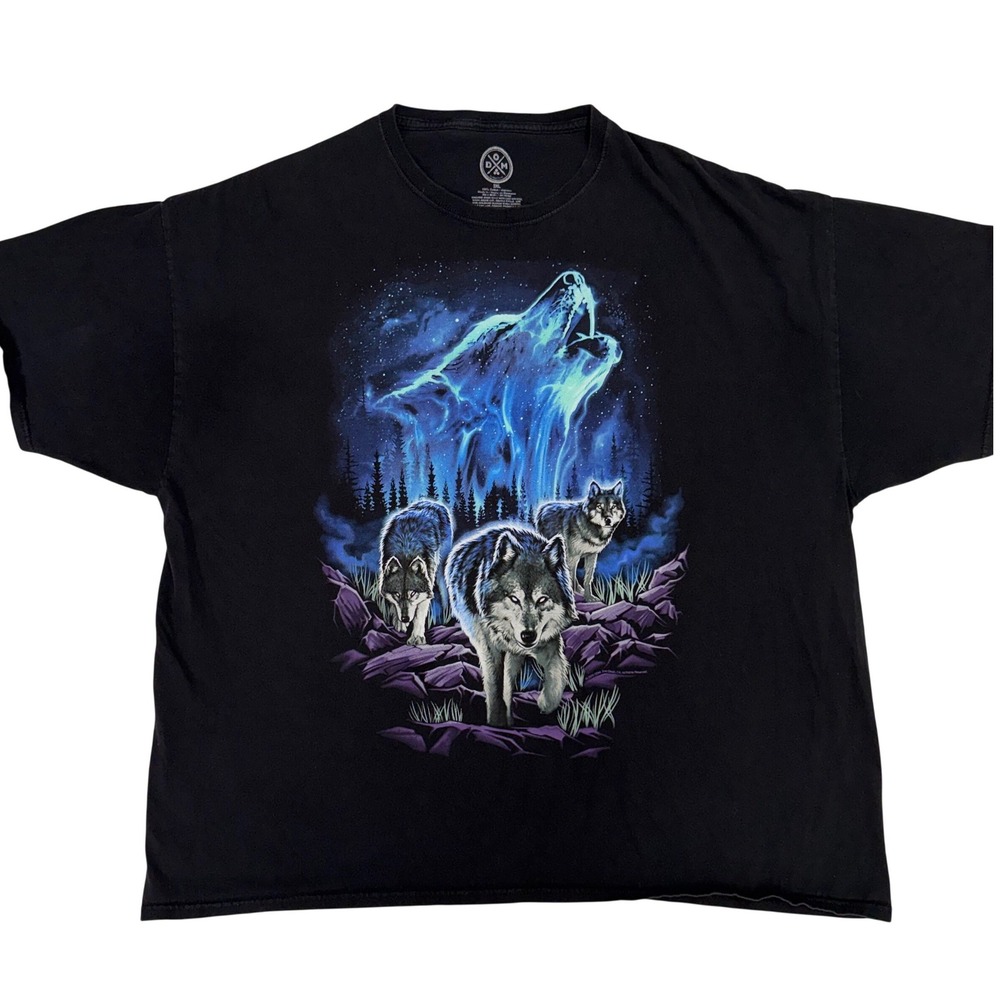 Howling Wolf Graphic T-Shirt 3XL Streetwear Whimsygoth Indy Wolves Nature Tee